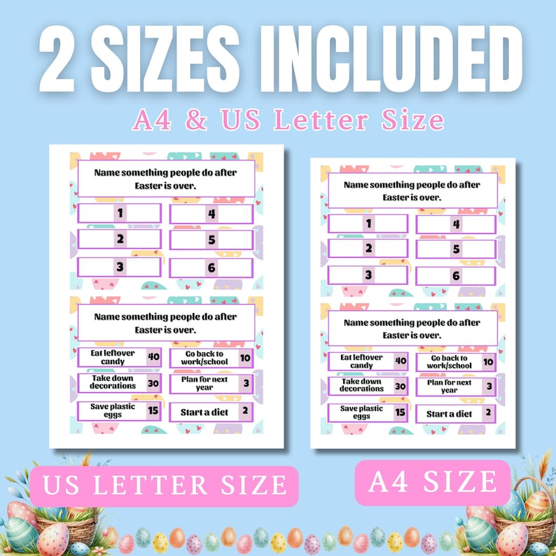 Easter Family Feud Game | Fun Easter Trivia for Kids & Adults | Printable Easter Party Game | Holiday Game Night | Easter Team Challenge image 3
