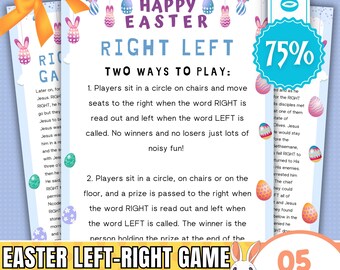 Easter Left Right Game | Pass the Prize Story Game | Fun Easter Party Game for Kids & Adults | Printable Easter Activity | Instant Download