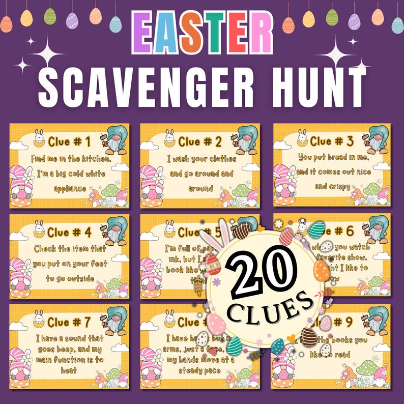 Easter Scavenger Hunt Fun Printable Treasure Hunt Game Easter Egg