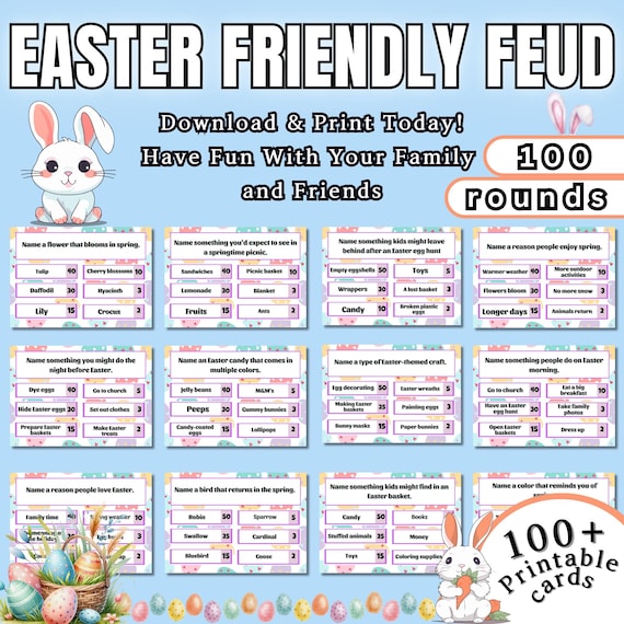 Easter Family Feud Game | Fun Easter Trivia for Kids & Adults | Printable Easter Party Game | Holiday Game Night | Easter Team Challenge