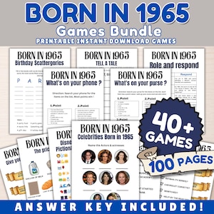 60th Birthday Games Bundle, Born in 1965 Party Games, Fun Printable Games for Adults & Family, 60th Celebration Activities, Instant Download
