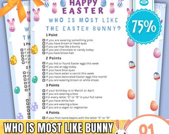 Who Is Most Like the Easter Bunny? | Fun Easter Party Game | Printable Easter Activity for Kids & Adults | Family, Classroom, Church Game