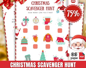 Christmas Scavenger Hunt Game, Festive Family Fun (Printable)