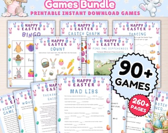 Easter MEGA Games Bundle | 260+ Printable Easter Party Games | Fun Family and Kids Activities | Easter Trivia, Scavenger Hunt, Bingo & More