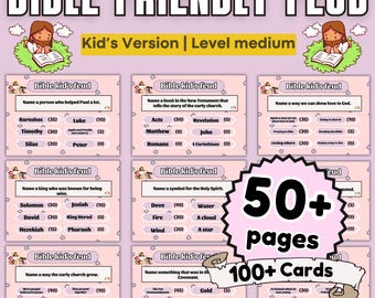 Bible Family Feud Game for Kids – Medium Level Printable Bible Trivia | 100+ Cards for Sunday School, Homeschool | Church | A4 & US Sizes