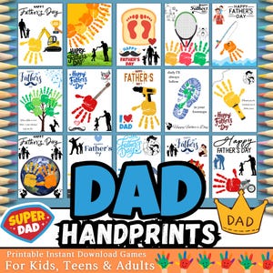 Vatertag Handabdruck Handwerk | Druckbares DIY Geschenk für Papa | 25+ süße Designs für Kinder, Kleinkinder & Jugendliche | Sofortiger Download PDF Art