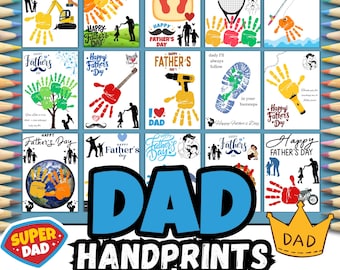 Handafdruk voor Vaderdag | Afdrukbaar doe-het-zelfcadeau voor papa | 25+ schattige ontwerpen voor kinderen, peuters en tieners | Pdf-kunst direct downloaden
