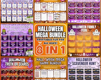 8-in-1 Halloween Games Bundle | Printable Party Fun for All Ages | All in One Halloween Game Bundle for Family Activities and Party
