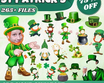 65+ St. Patrick’s Add Your Own Face PNG Bundle | DIY Leprechaun Face Cutouts | Fun St. Paddy’s Day Craft | Digital Download