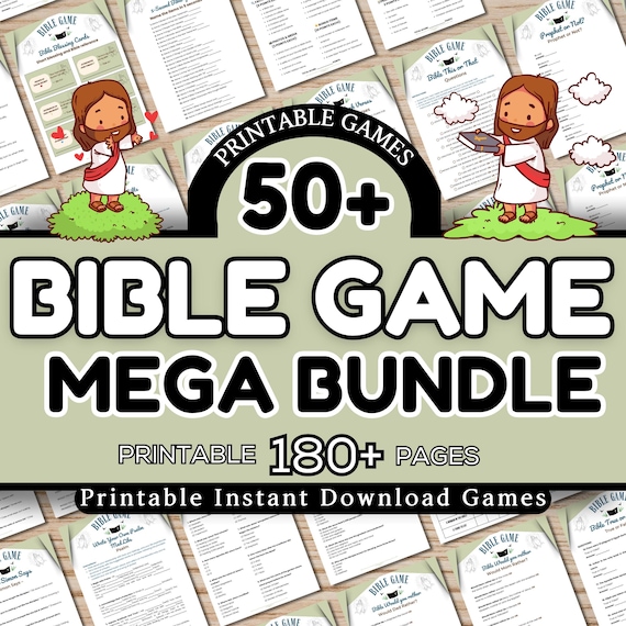 Bible Games Mega Bundle Printable – 50+ Fun Christian Activities for Kids & Adults | 180+ Pages PDF for Church, Family, Sunday School