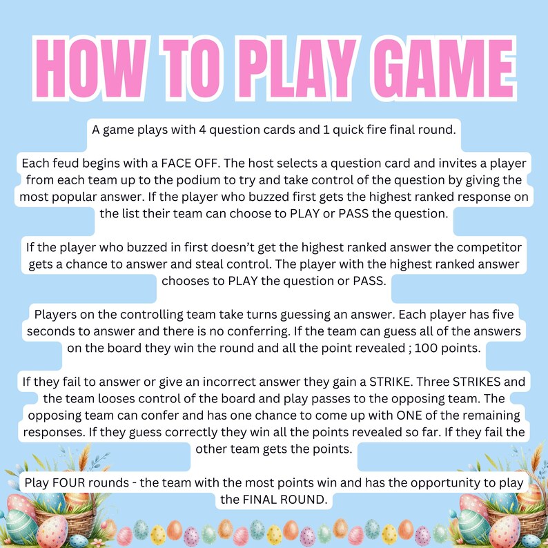 Easter Family Feud Game | Fun Easter Trivia for Kids & Adults | Printable Easter Party Game | Holiday Game Night | Easter Team Challenge image 7