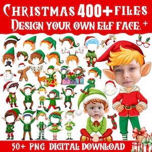 50+ Christmas Add Your Own Photo Face, DIY Elf Yourself PNG Bundle, Elf Face Blank, Christmas Craft for Kids, Xmas Decor Craft, Perfect Fun