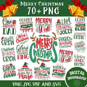 70+ frohe Weihnachten PNG-Bundle, Weihnachten SVG, Frohe Weihnachten Clipart-Bundle, Weihnachts-Svg-Schnittdateien, SVG, Png, Jpg und Pdf, Text SVG-Pack