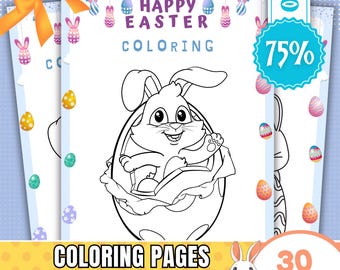 Easter Coloring Pages | 30 Printable Easter Coloring Sheets | Fun Kids Activity | Easter Bunny, Eggs, Spring Coloring | Instant Download
