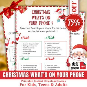 Boże Narodzenie Co Jest Na Twoim Telefonie, Boże Narodzenie Wydrukowana Gra Imprezowa Dla Dzieci I Dorosłych, Rodzinna I Biurowa Gra Bożonarodzeniowa, Xmas PDF