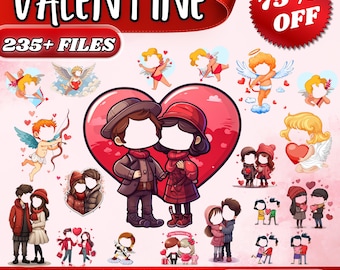 60+ Valentine Add Your Own Photo Face PNG Bundle | DIY Valentine Elf Yourself Templates | Fun Valentine’s Day Crafts for Kids & Family Decor