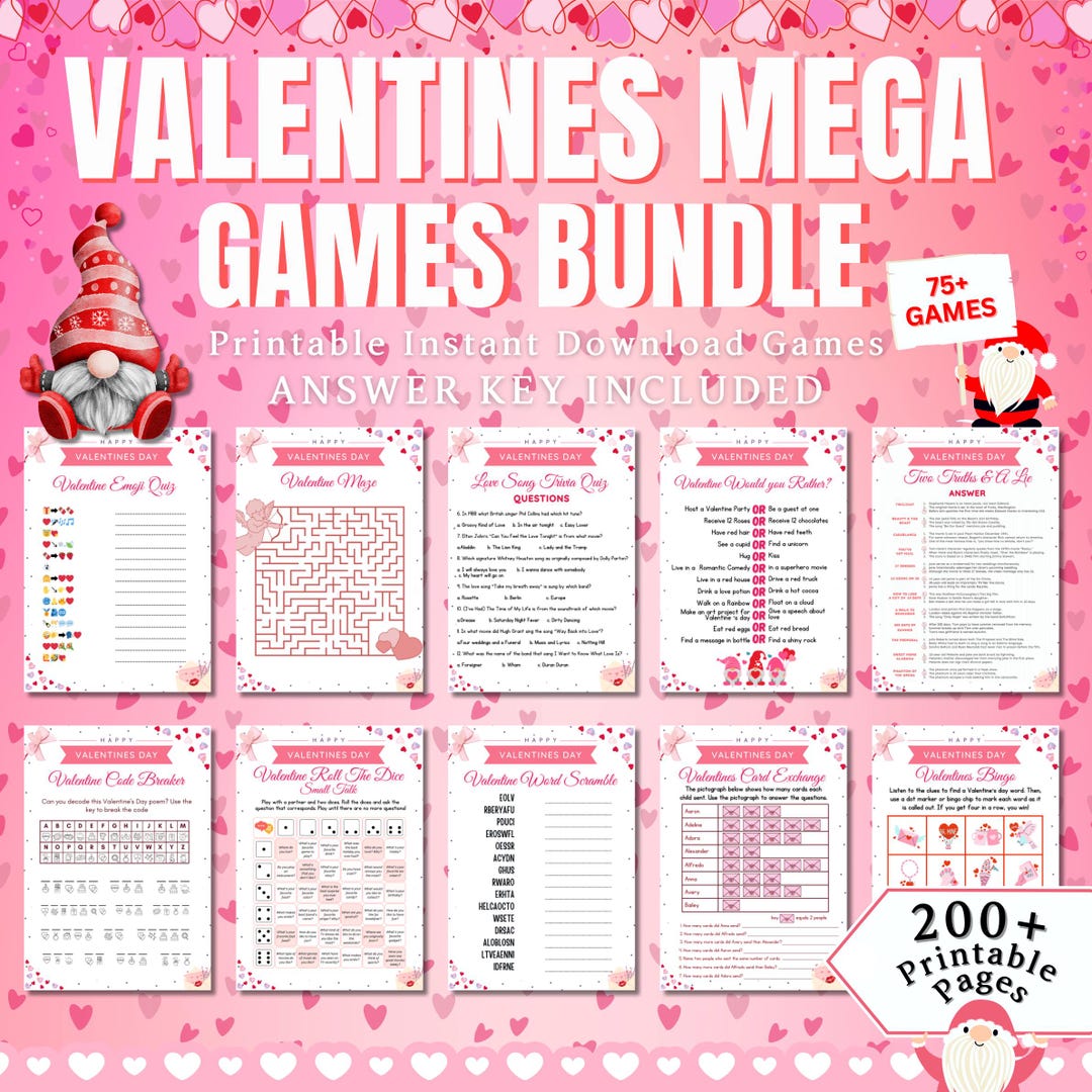 200+ Pages Valentines Day Games Bundle | 75+ Fun Valentine’s Printable ...