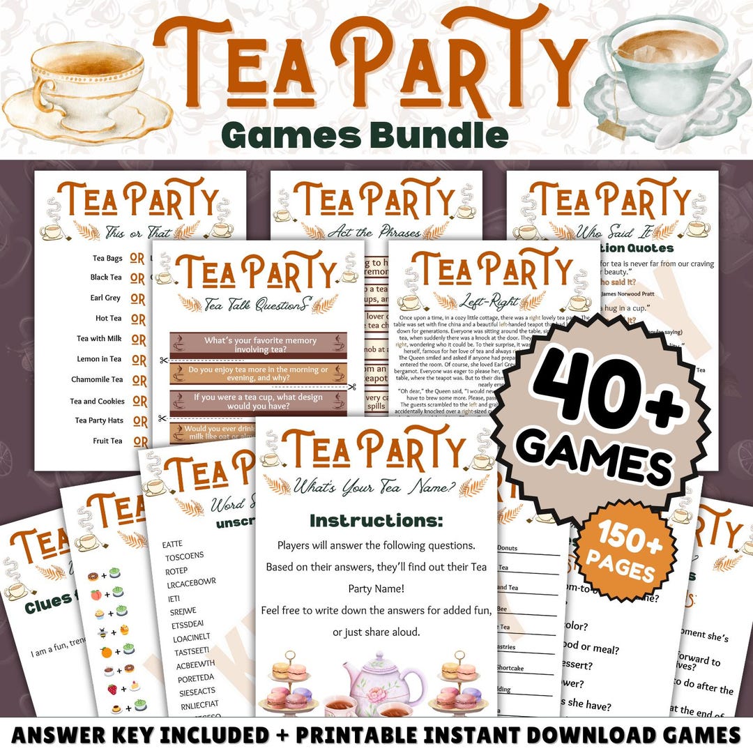 Tea Party Games Super Bundle | 50+ Printable Activities for Garden ...