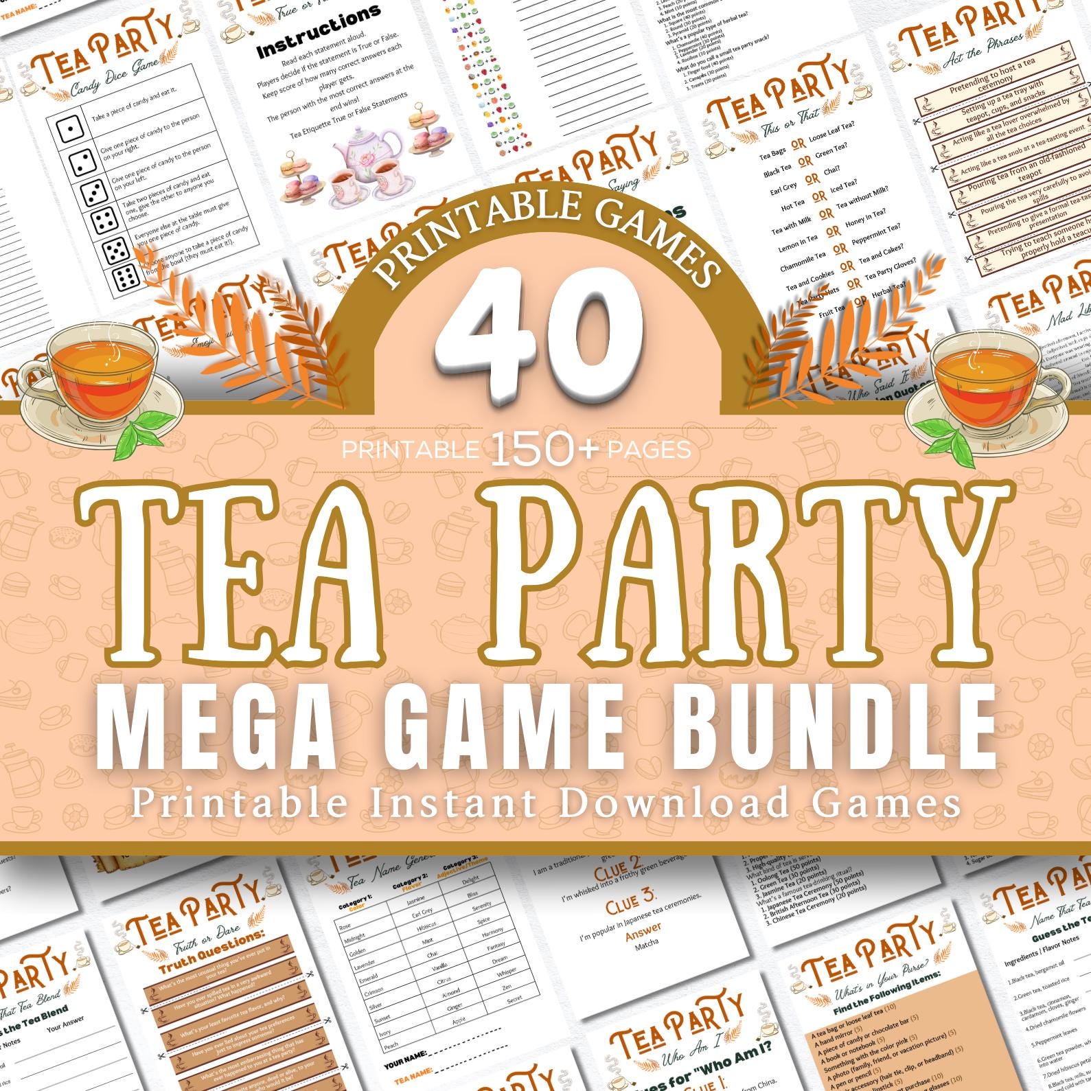 Tea Time Riddles Tea Party Games Super Bundle | 40+ Printable Activities for Bridal ...