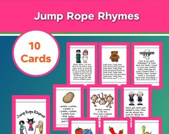 10 Jump Rope Rhyme Cards, Printable Instant Download!
