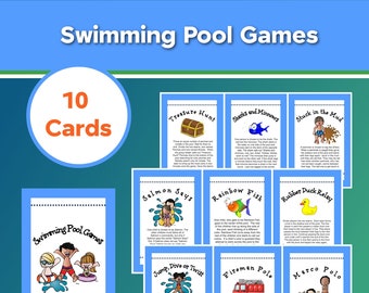10 Swimming Pool Game Cards, Printable Instant Download!