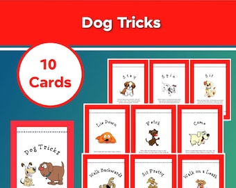 10 Dog Trick Cards, Printable Instant Download!