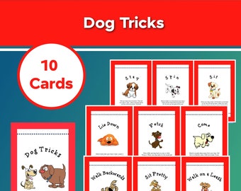 10 Dog Trick Cards, Printable Instant Download!