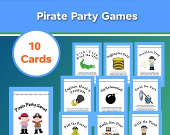 10 Pirate Party Game Cards, Printable Instant Download!