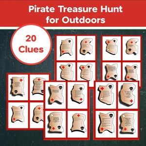 Pirate Treasure Hunt for Outdoors, 20 Clues, Instant Download Printable