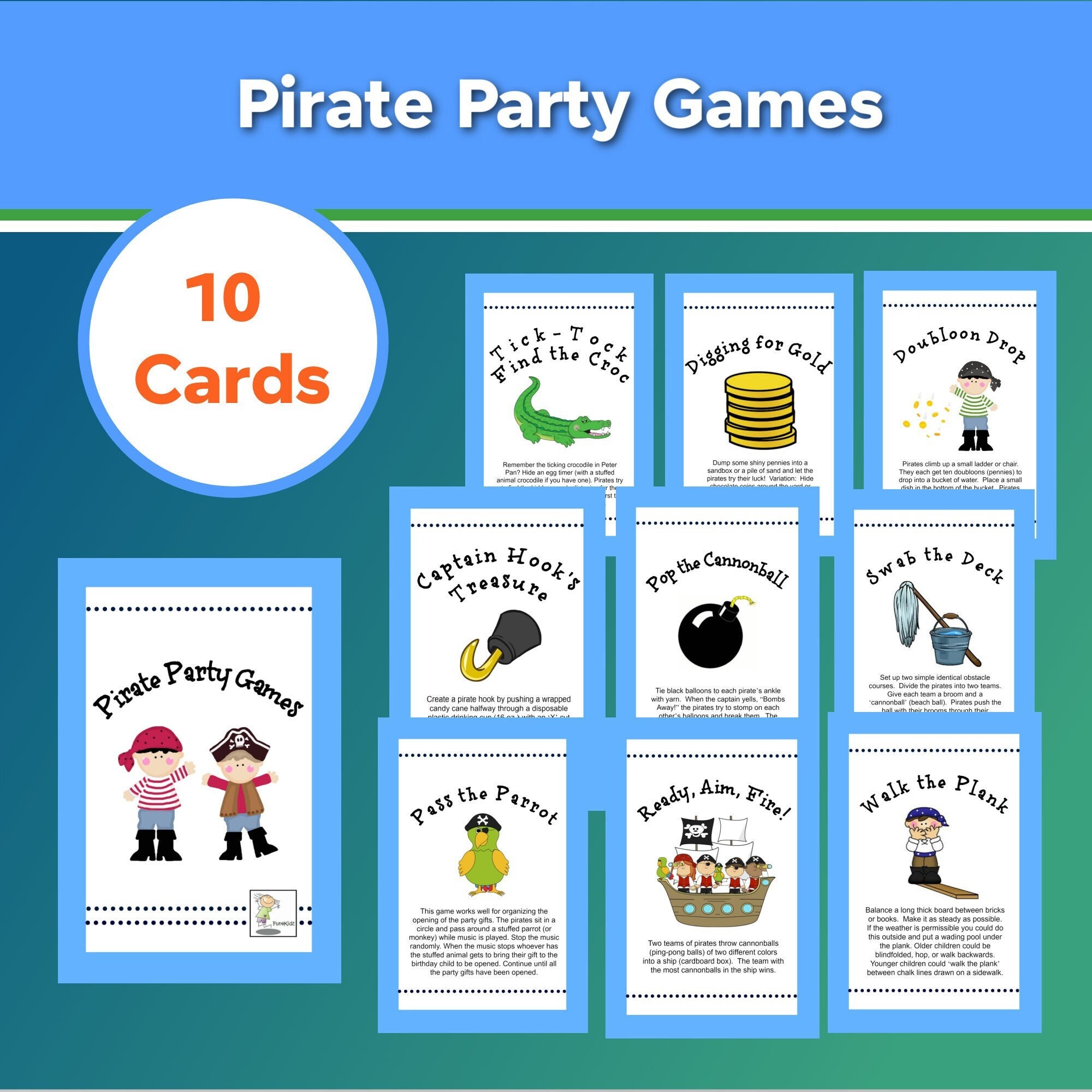 10 Pirate Party Game Cards, Printable Instant Download - Etsy