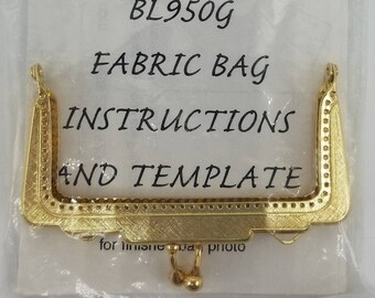 Brass Purse Bag Frame Fabric Bag InstructionsTemplate BL950g