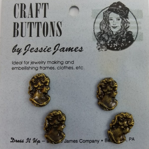 Ladies Head Brasstone Craft Buttons Jessie James Dress It Up Buttons