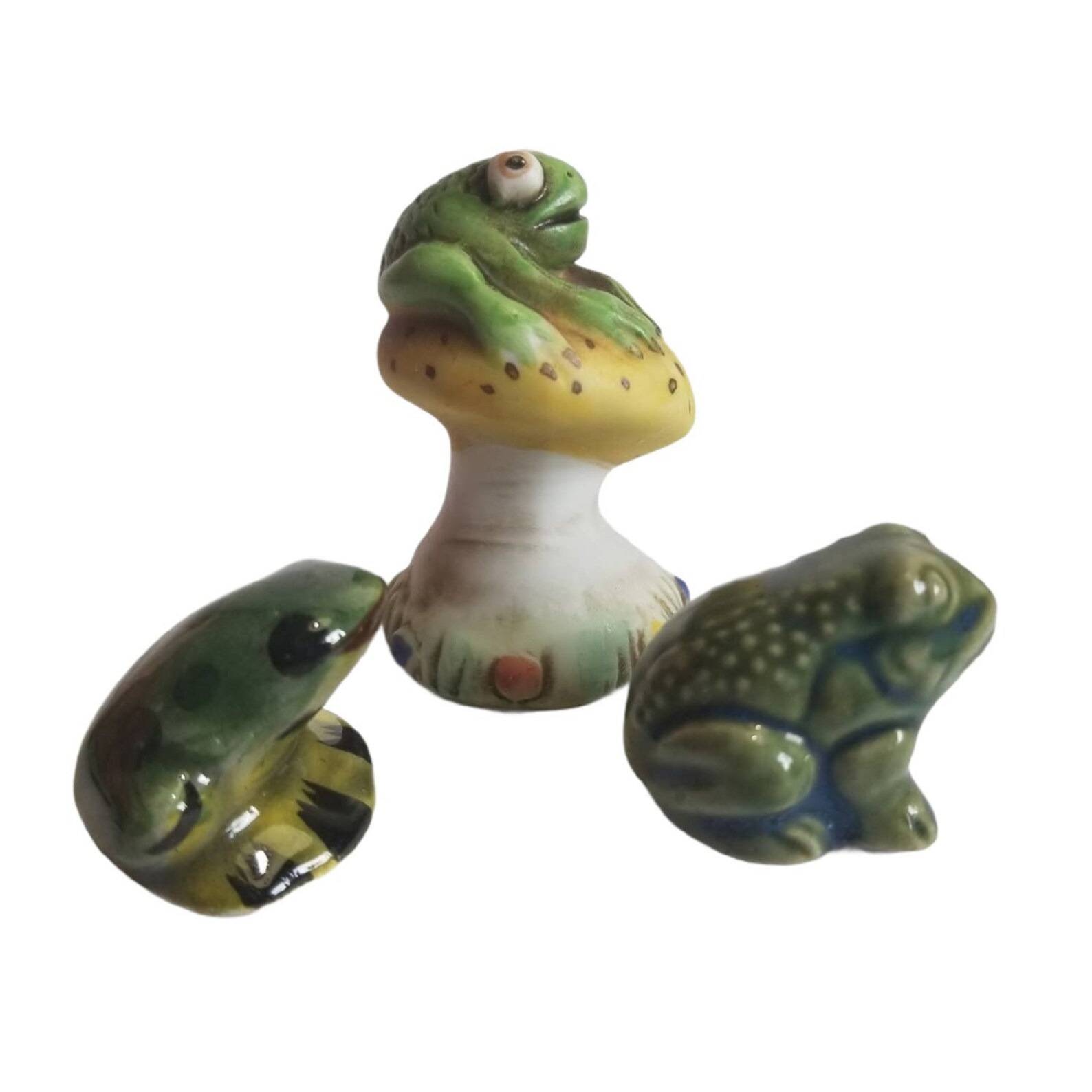 Vintage Porcelain Ceramic Frog Lot of 3 Froggie on Toad Stool Etsy