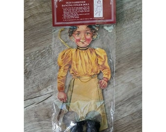 Vintage Shackman Old Fashioned Victorian Dancing Finger Doll Puppet 1981 Sealed