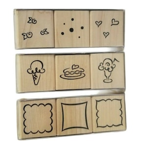 New Denami Trifles Rubber Stamps Desserts Heart Flower Shapes 2006 New 9 Stamps