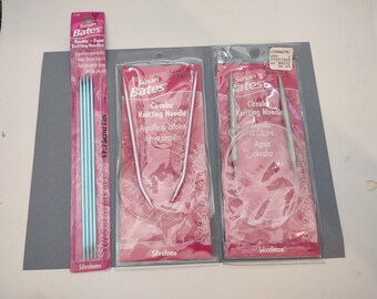 Susan Bates Silvalume Knitting Needles Lot Size 15 circular 36 Size 7 circular 29 Size 3 Double point