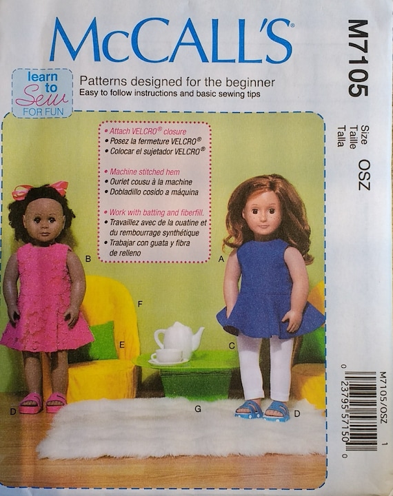 McCalls Sewing Pattern M7106 Clothes For 18/" Dolls