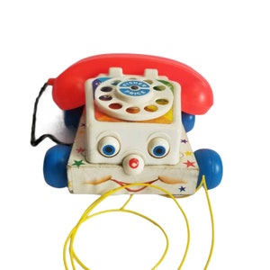 Vintage 1960s Fisher Price 747 Chatter Telephone PullToy Made in USA Baby Boomer