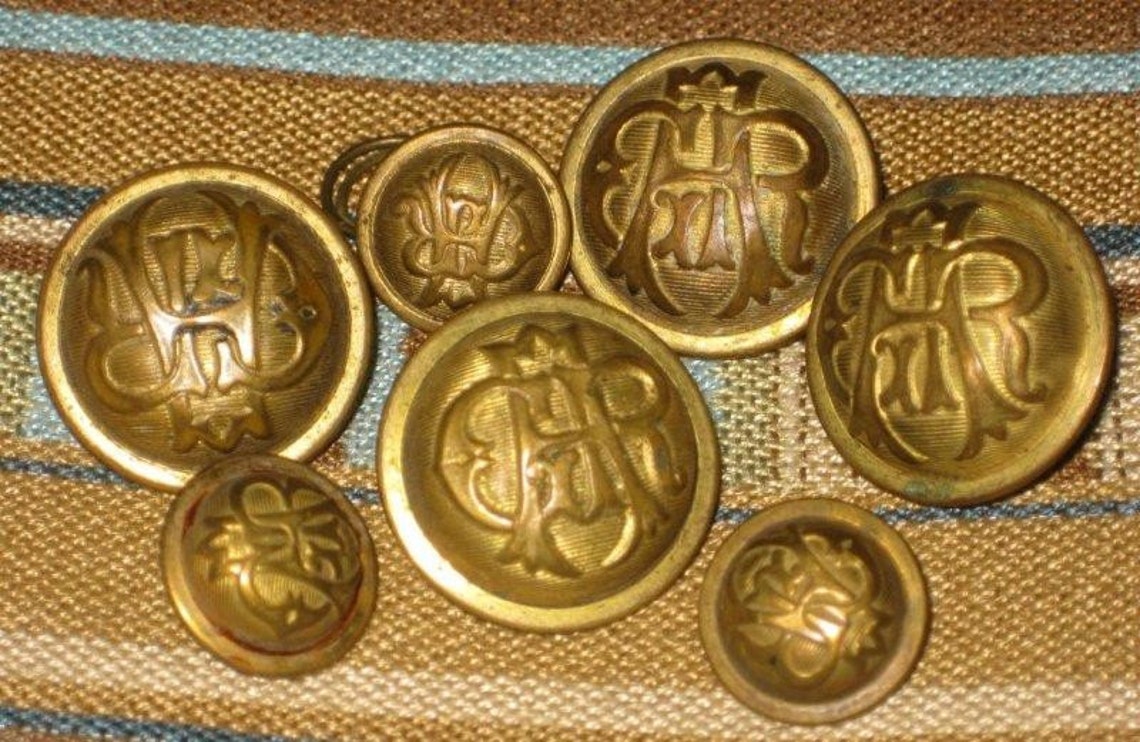 Army Civil War Monogram Metal Buttons 7 VINTAGE GAR GRAND Etsy