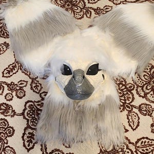 Grey and White striped Dino Mask Furry Costume