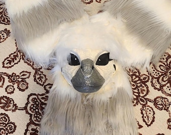 Grey and White striped Dino Mask Furry Costume