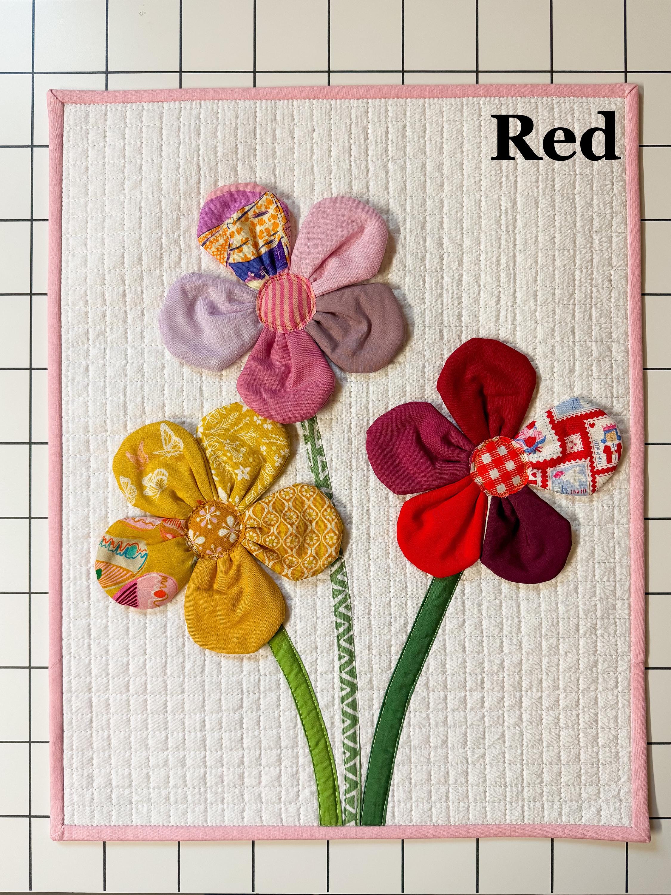 Handmade Floral Quilted Wall Hanging: 3D Scrappy Quilt Art - Etsy