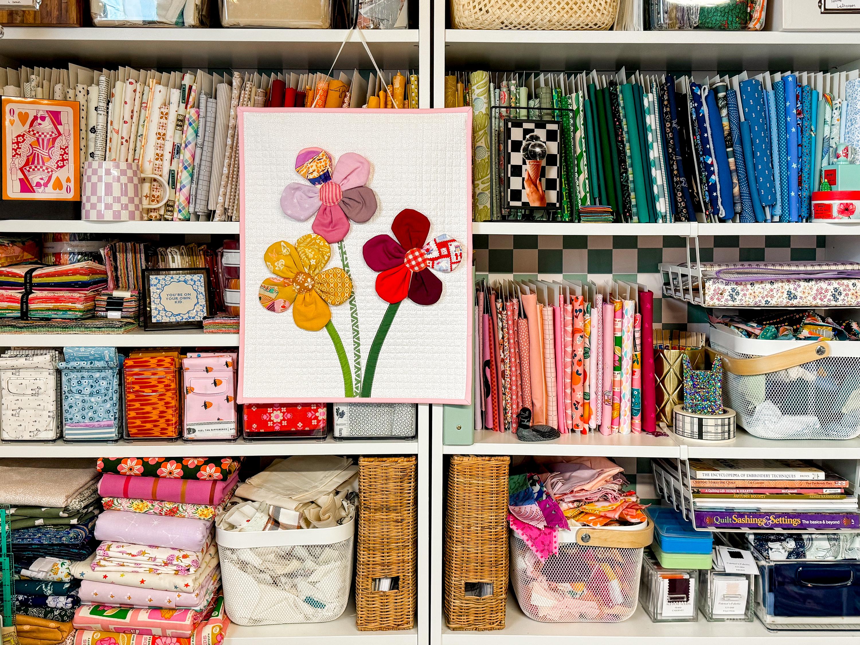 Handmade Floral Quilted Wall Hanging: 3D Scrappy Quilt Art - Etsy
