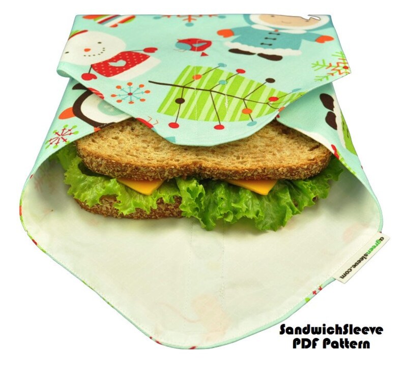 SandwichSleeve Instant Download PDF Pattern make it TODAY aGreenSleeve, Sandwich Wrap, Deli Wrap, Fat-Quarter Friendly image 1