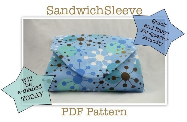 SandwichSleeve Instant Download PDF Pattern make it TODAY aGreenSleeve, Sandwich Wrap, Deli Wrap, Fat-Quarter Friendly image 4