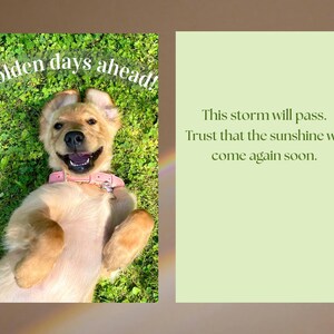 Afdrukbare kaart Golden Days Ahead – aanmoedigingskaart met golden retriever-foto – kaart geestelijke gezondheid, rouwverwerking of steun – 5 x 7 digitaal dons