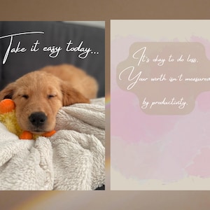 Afdrukbare kaart Take It Easy Today – Aanmoedigingskaart voor rust, zelfzorg en geestelijke gezondheidsondersteuning – direct downloaden