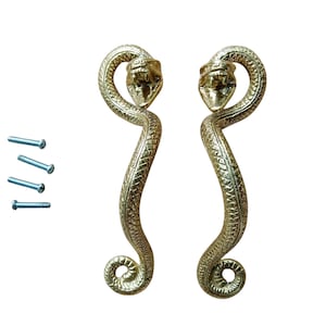 Poignée de porte serpent en laiton massif : style vintage, 18 cm 7 po. (2 pièces)