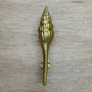 1 Shell Shape Curvy 21cm Brass Pulls Rustic Rough Hand Made Polished Brass