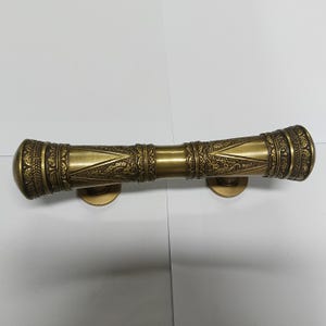 Handmade Antique Brass Door Pull Handle: Solid Carving, 10 Inch